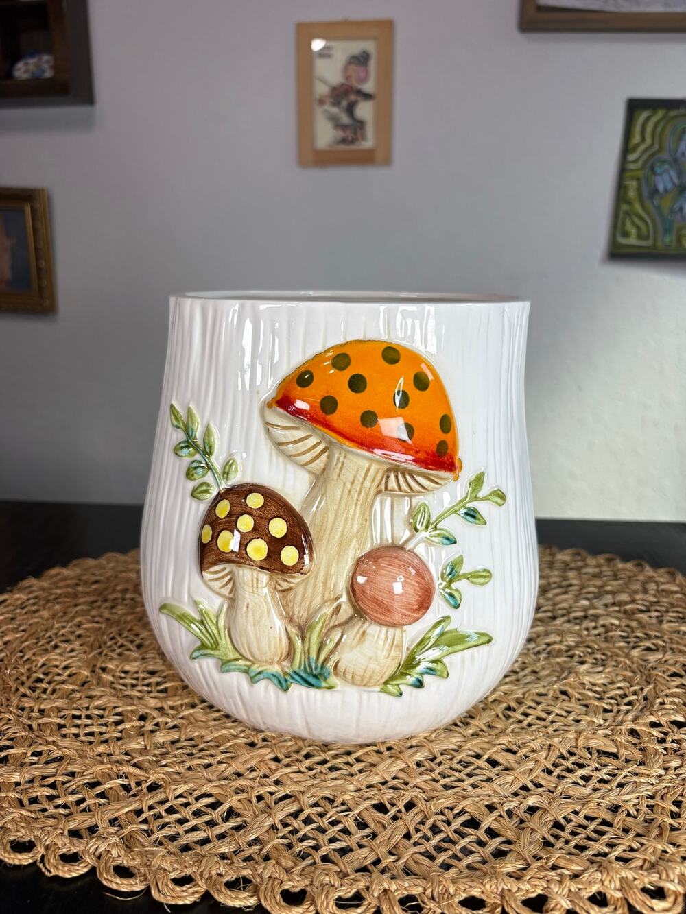 Merry Mushroom Sears Roebuck 1978 Canister Only No Lid- 7.25" tall 3D  Boho